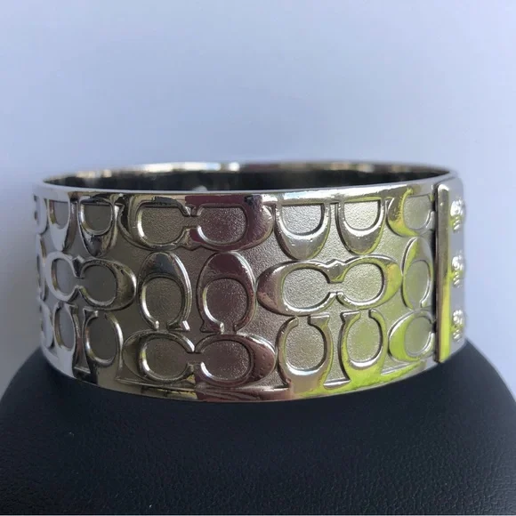 Coach Logo Wide Silver Signature Bracelet - Picture 2 of 9